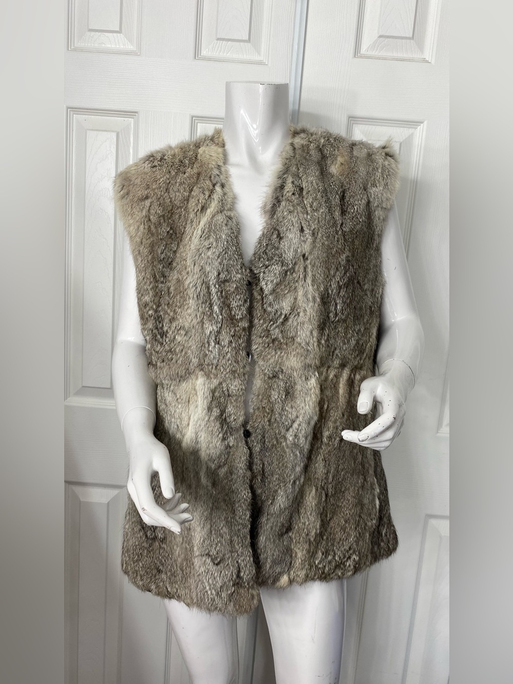 💯 rabbit fur vest Fur Sleeveless Vest in Taupe